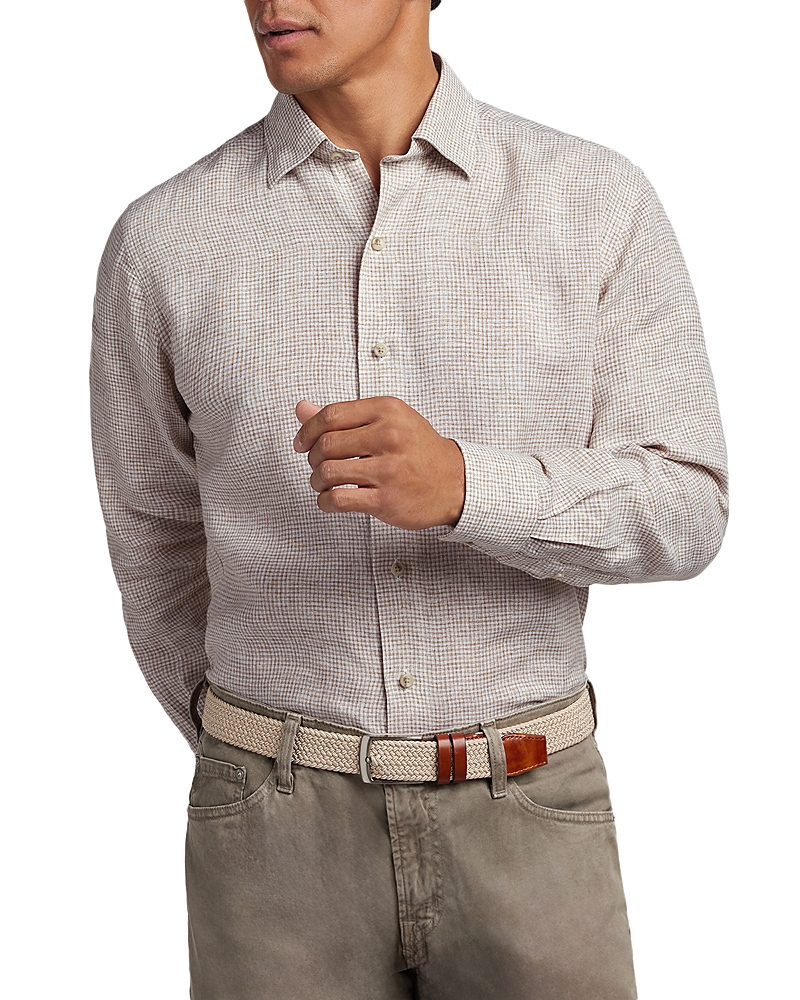 David Donahue Linen Check Shirt