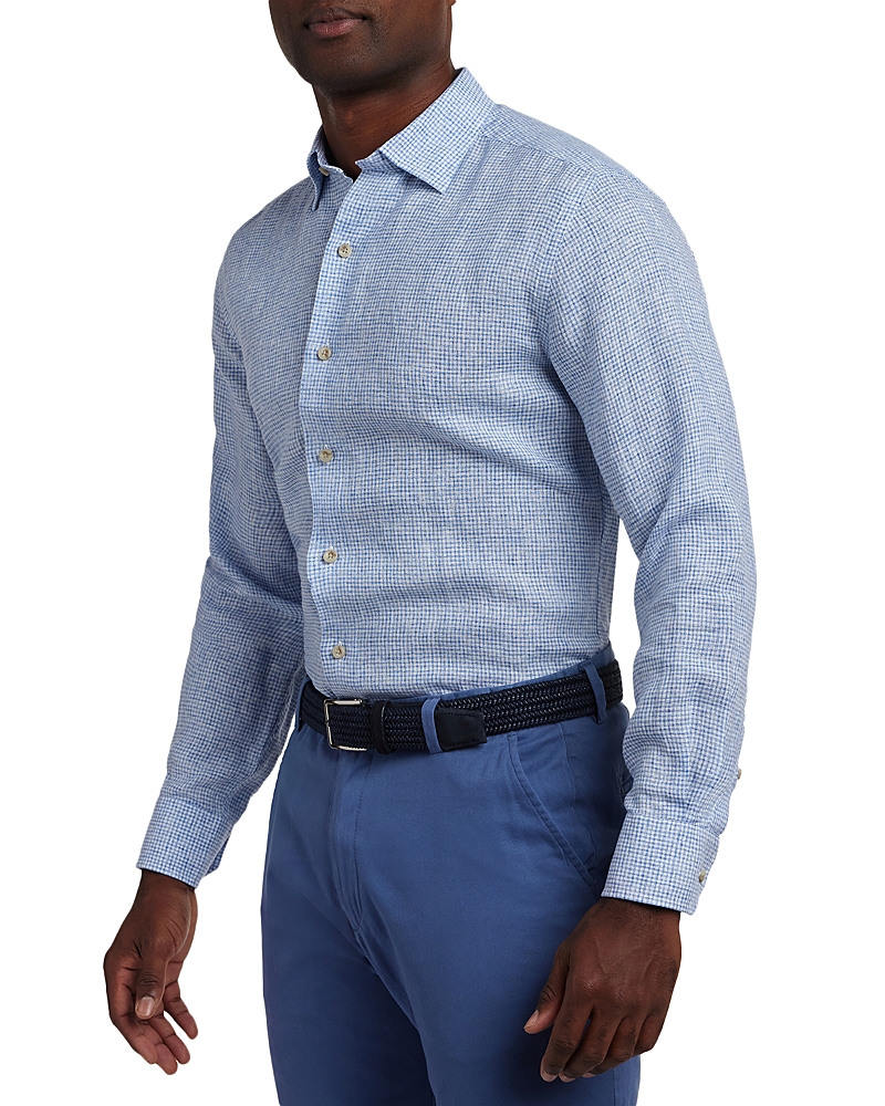 David Donahue Linen Check Shirt