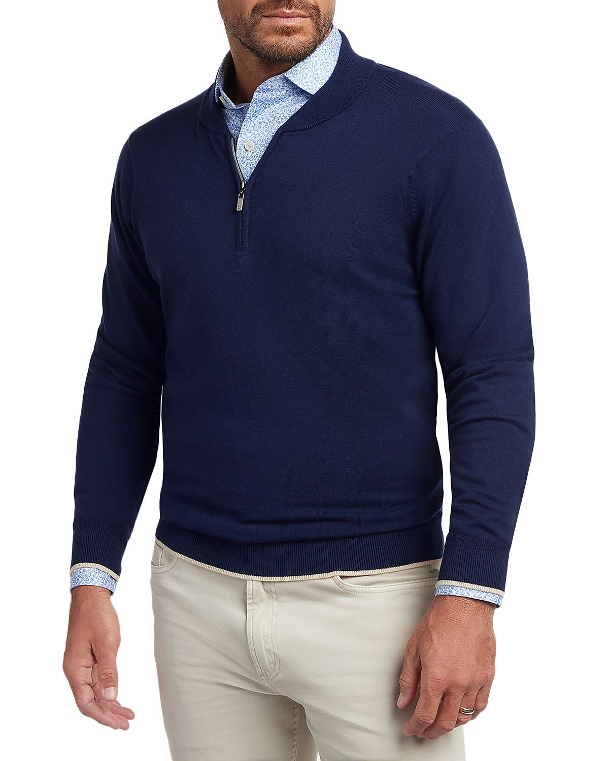 David Donahue Skipper Cotton Silk Quarter Zip Sweater