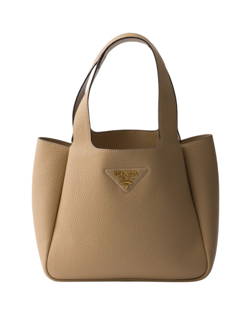 Prada Small Leather Tote Bag in Neutral