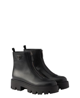  Women's Leather Zipper Booties