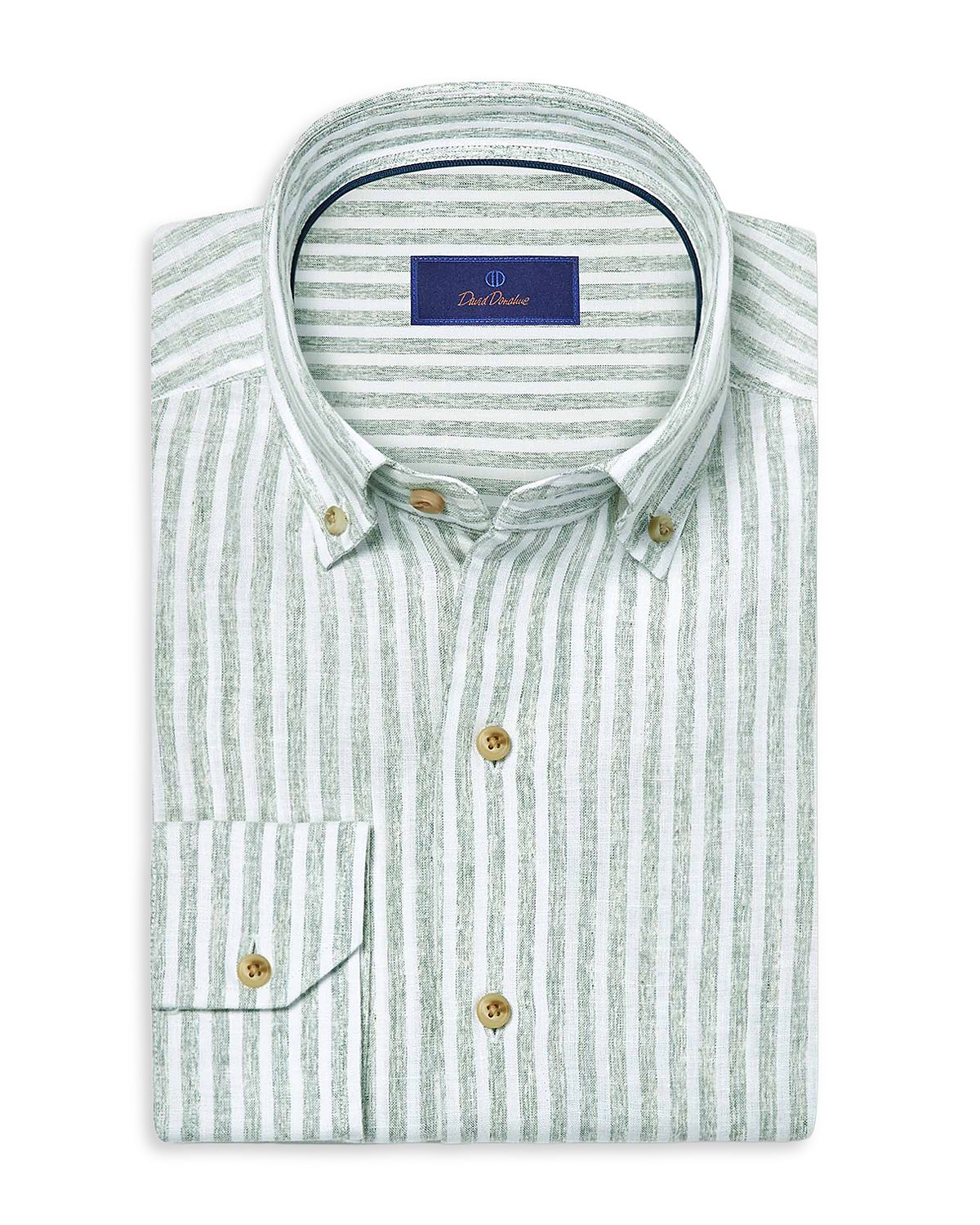 David Donahue Linen Stripe Sport Shirt