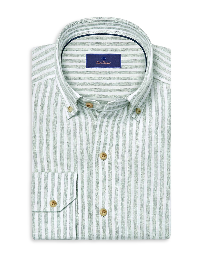 David Donahue Linen Stripe Sport Shirt