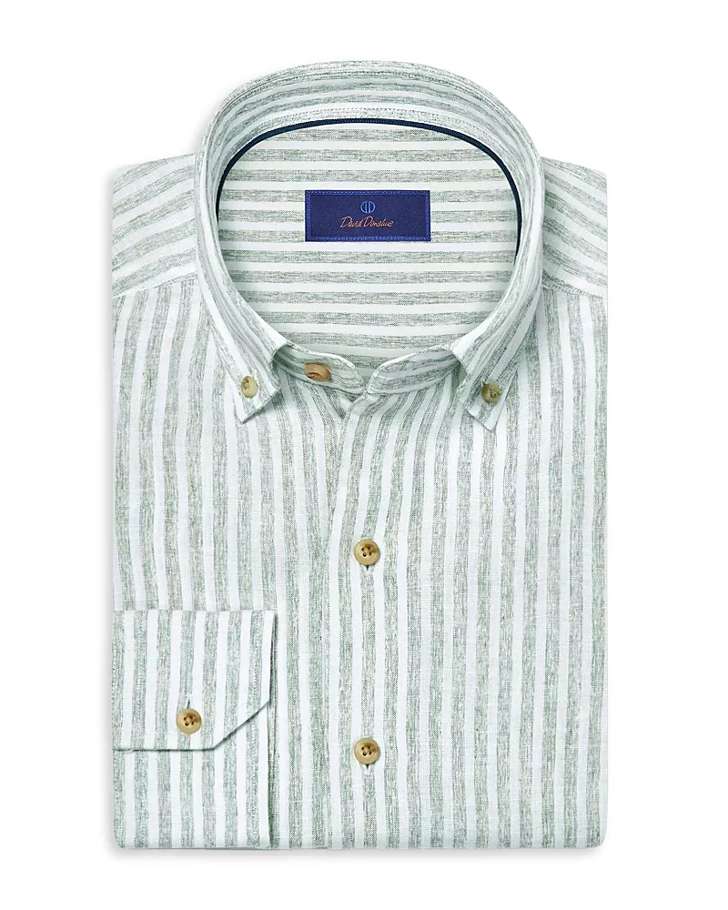 David Donahue Linen Stripe Sport Shirt