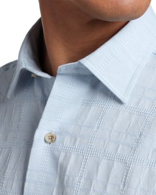 Cotton Linen Jacquard Short Sleeve Shirt