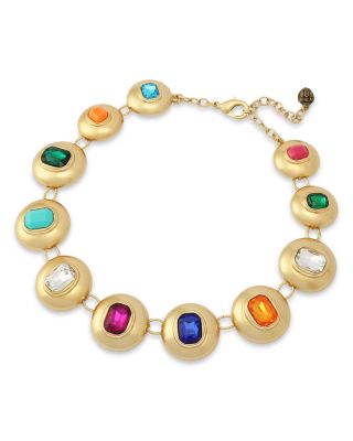 Stone Button Collar Necklace, 16-18"