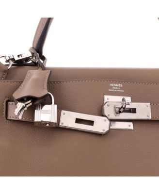Kelly 28 Handbag Brown Evercolor with Palladium Hardware