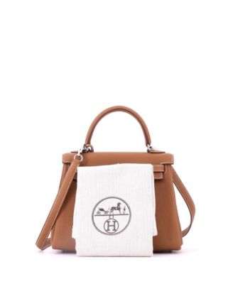 Kelly 25 Handbag Brown Togo with Palladium Hardware