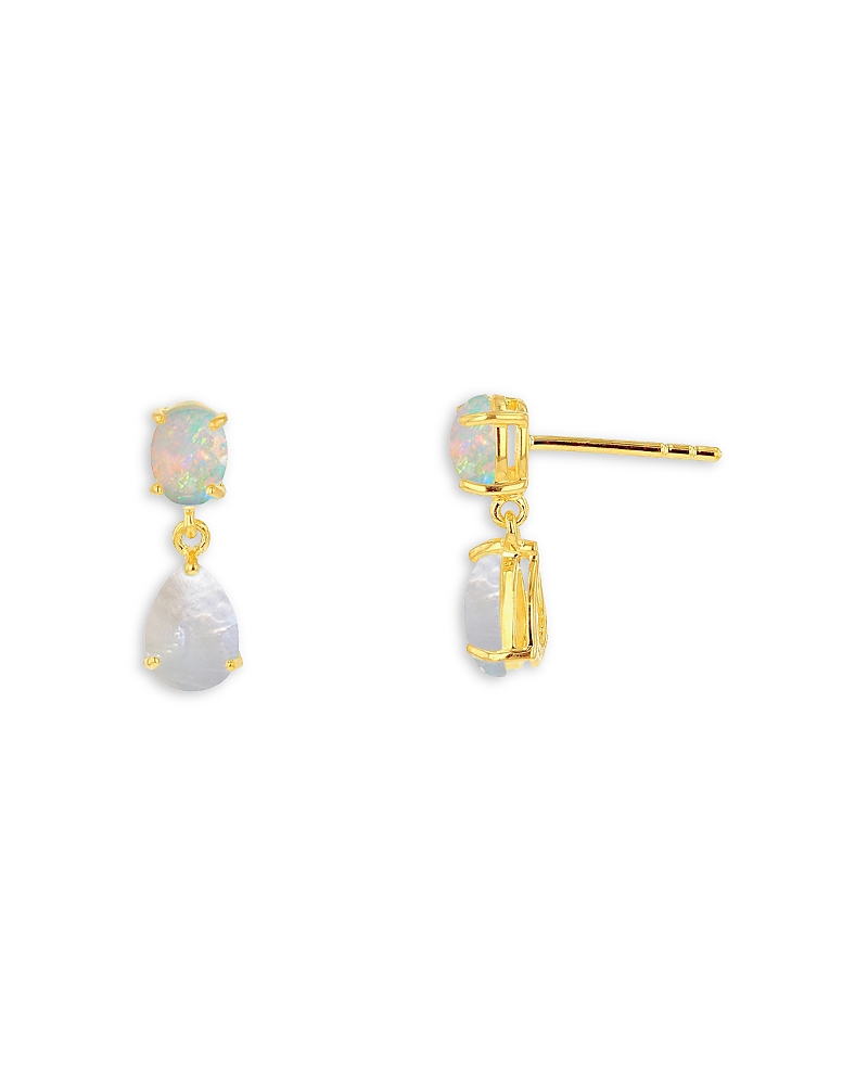 Moon & Meadow 10K Yellow Gold Opal & Mother of Pearl Drop Earrings