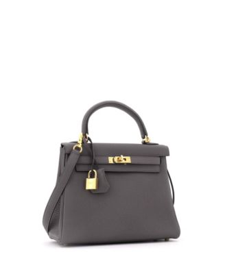 Kelly 25 Handbag Grey Togo with Gold Hardware