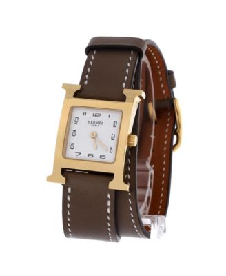 Heure H Double Tour Quartz Watch in Stainless Steel and Leather 21mm