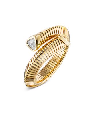 18K Yellow Gold Trisola Diamond Bangle Bracelet