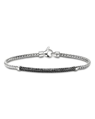Sterling Silver Black Sapphire Pav&eacute; Bar Bracelet