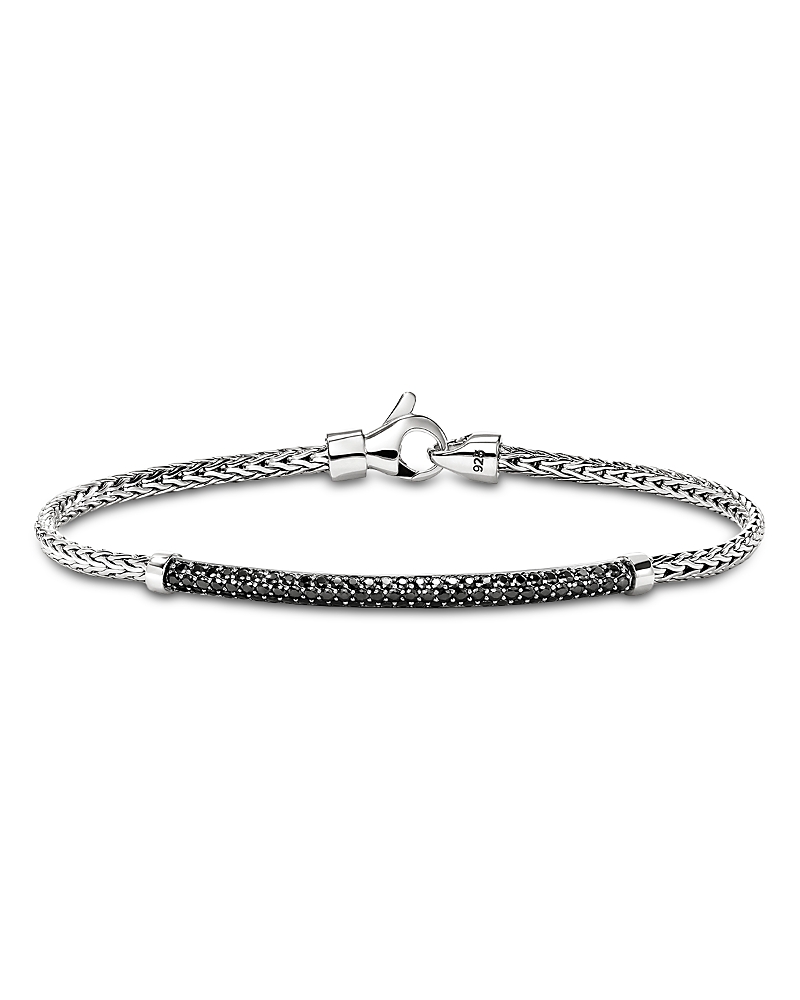 John Hardy Sterling Silver Black Sapphire Pave Bar Bracelet