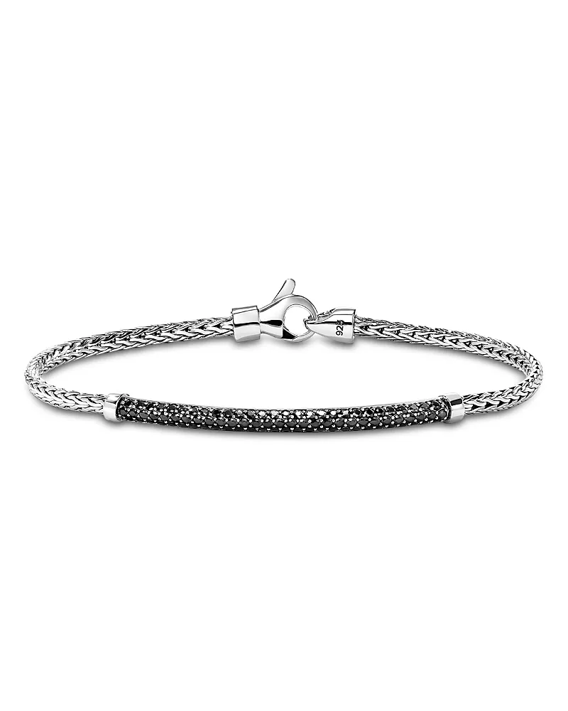 John Hardy Sterling Silver Black Sapphire Pave Bar Bracelet