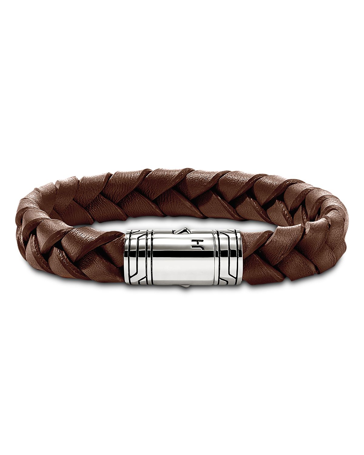 John Hardy Men's Sterling Silver Braided Brown Leather Bracelet