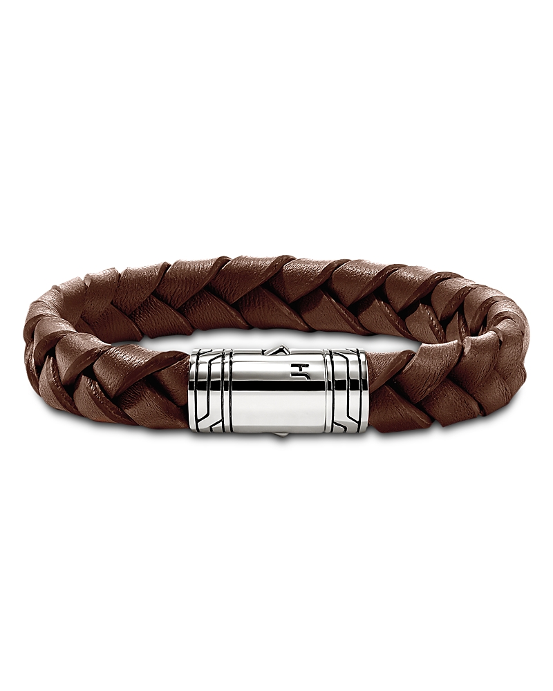 John Hardy Men's Sterling Silver Braided Brown Leather Bracelet
