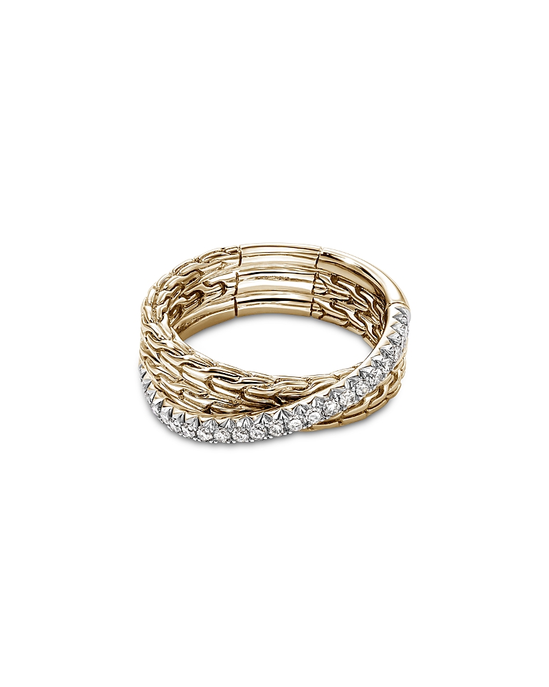 John Hardy 14K Yellow Gold Jh Essential Diamond Crossover Ring