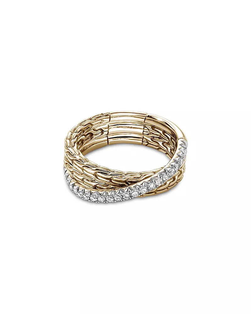 John Hardy 14K Yellow Gold Jh Essential Diamond Crossover Ring