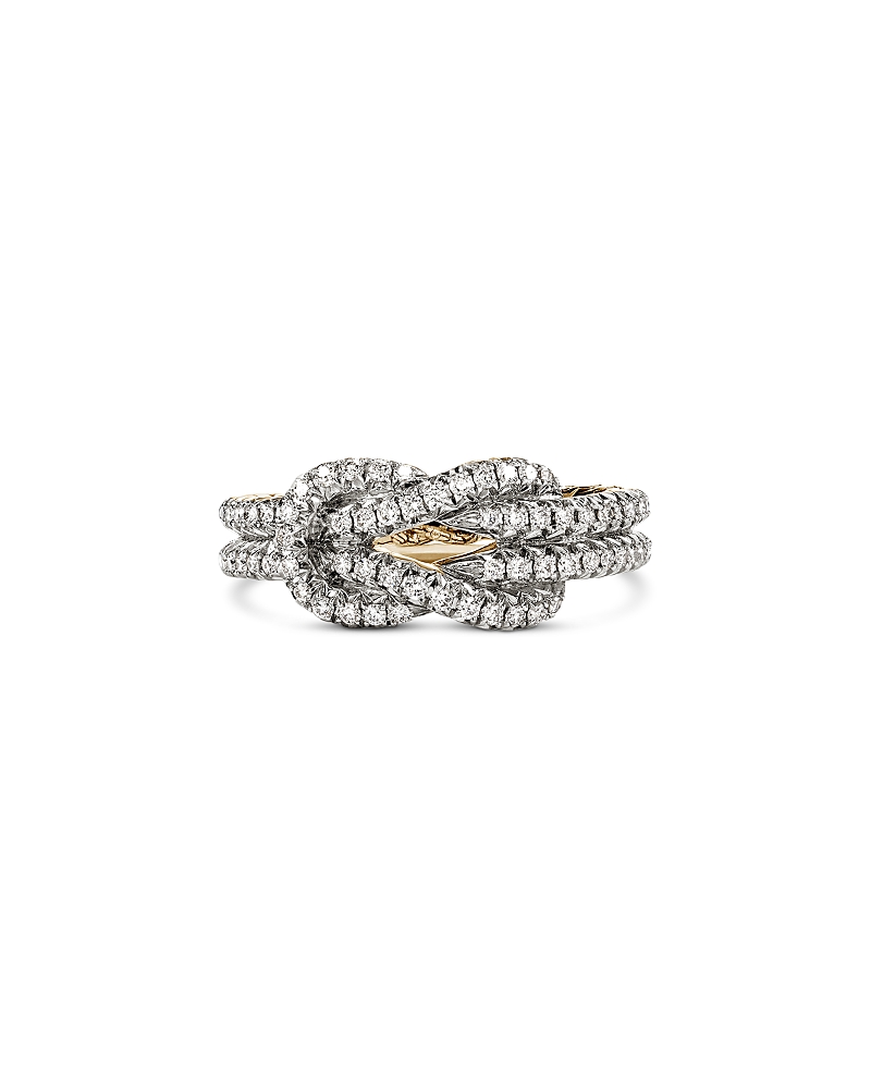 John Hardy 14K Yellow & White Gold Love Knot Diamond Statement Ring
