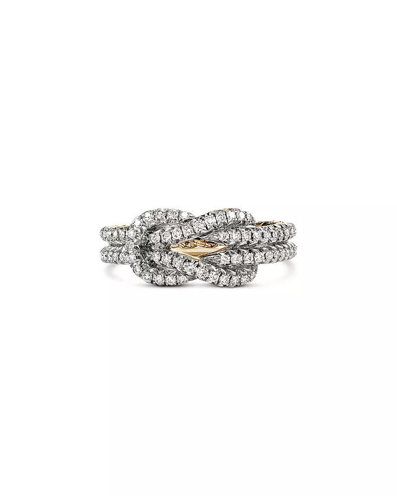John Hardy 14K Yellow & White Gold Love Knot Diamond Statement Ring