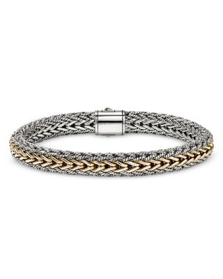 14K Bonded Gold & Sterling Silver Icon Reversible Woven Link Bracelet, 8mm