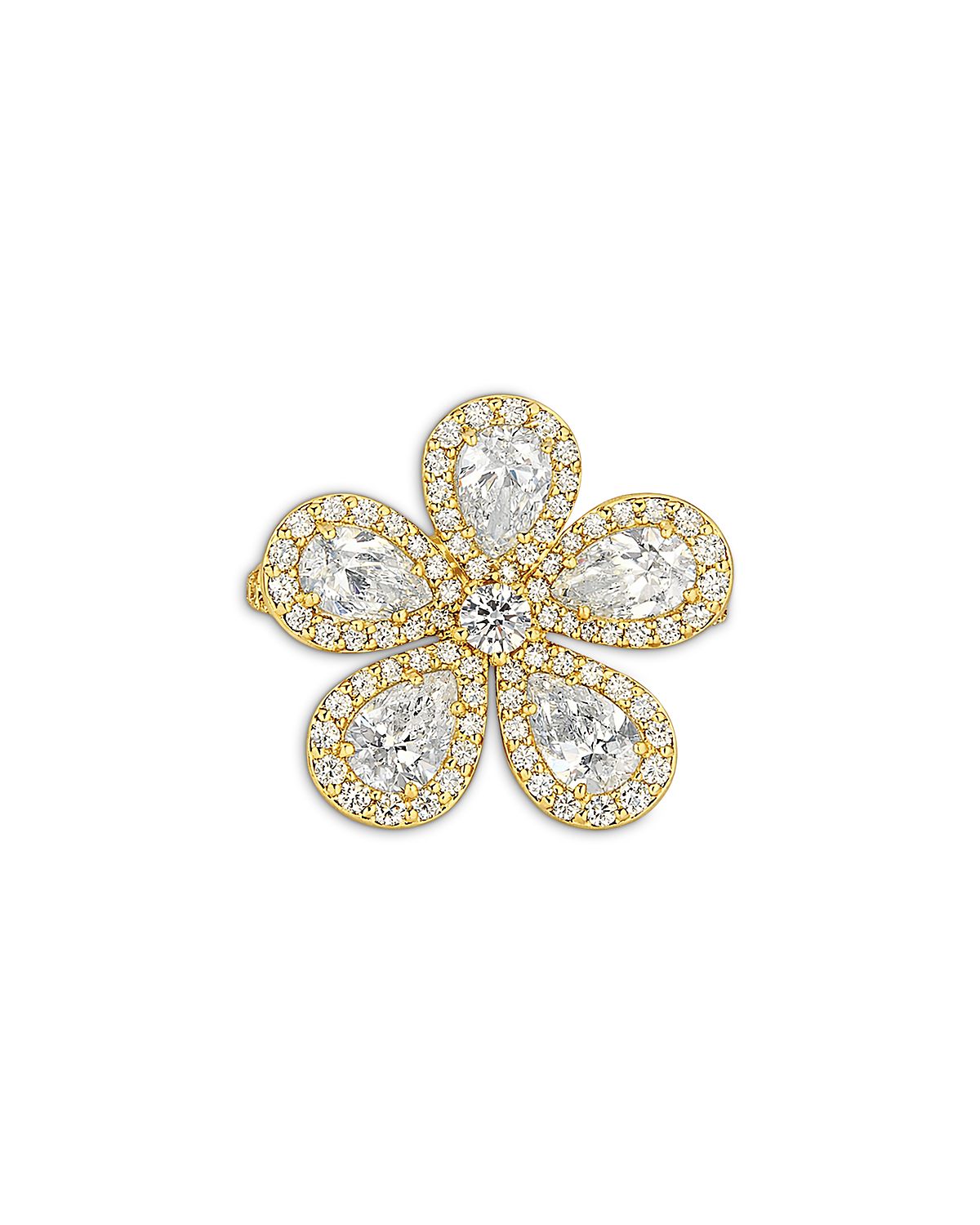 Piranesi 18K Yellow Gold Classic Flower Diamond Pear & Round Statement Ring