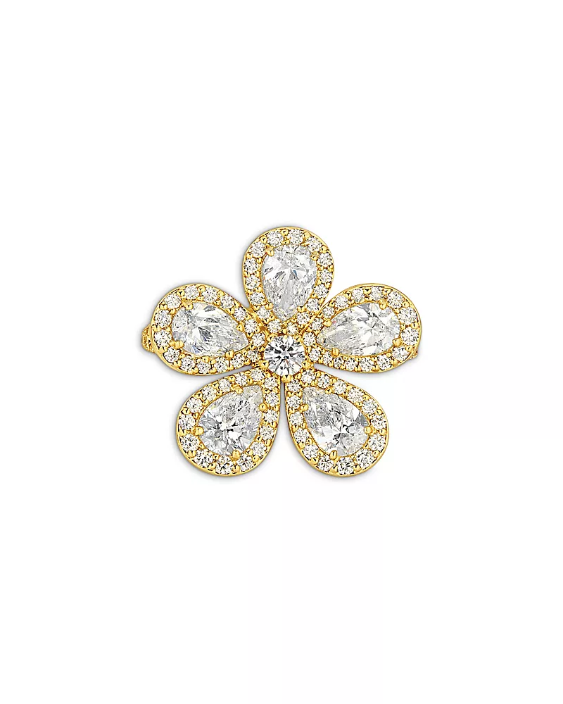 Piranesi 18K Yellow Gold Classic Flower Diamond Pear & Round Statement Ring