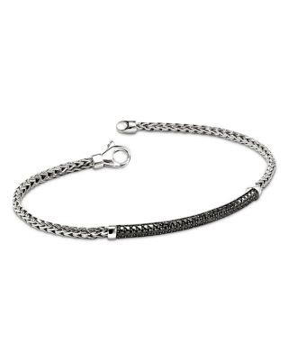 Sterling Silver Black Sapphire Pav&eacute; Bar Bracelet