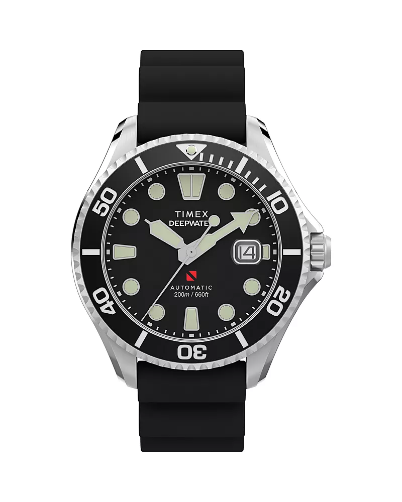 Timex Deepwater Meridian 200 Automatic Hnbr Rubber Strap Watch, 44mm