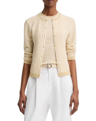 Gingham Three Quarter Sleeve Cardigan