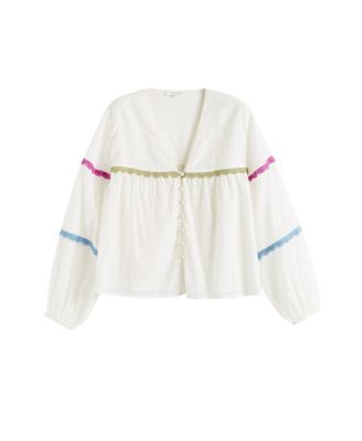  Women's Cotton Rainbow Scallop Blouse