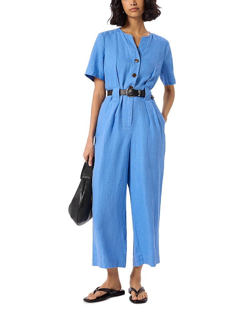 Whistles Fiona Linen Button Jumpsuit