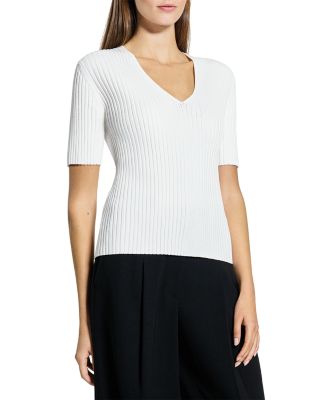 Pointelle V Neck Tee