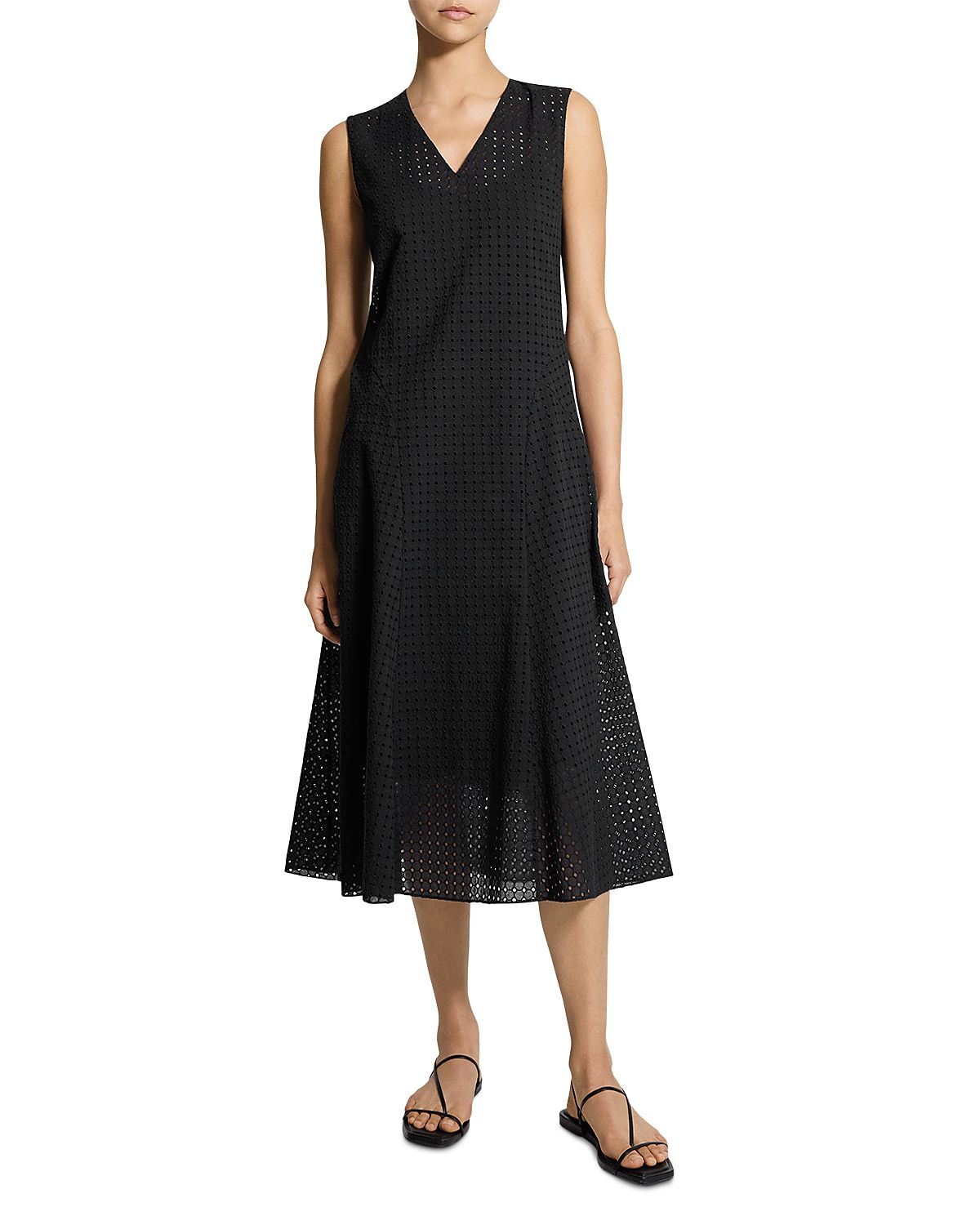 Theory Eyelet Embroidered Midi Dress
