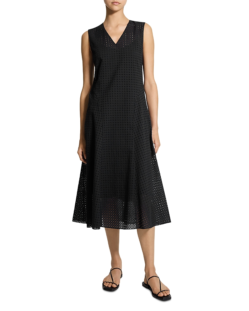 Theory Eyelet Embroidered Midi Dress