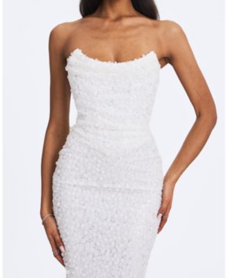  Myra Beaded Mesh Strapless Wedding Dress