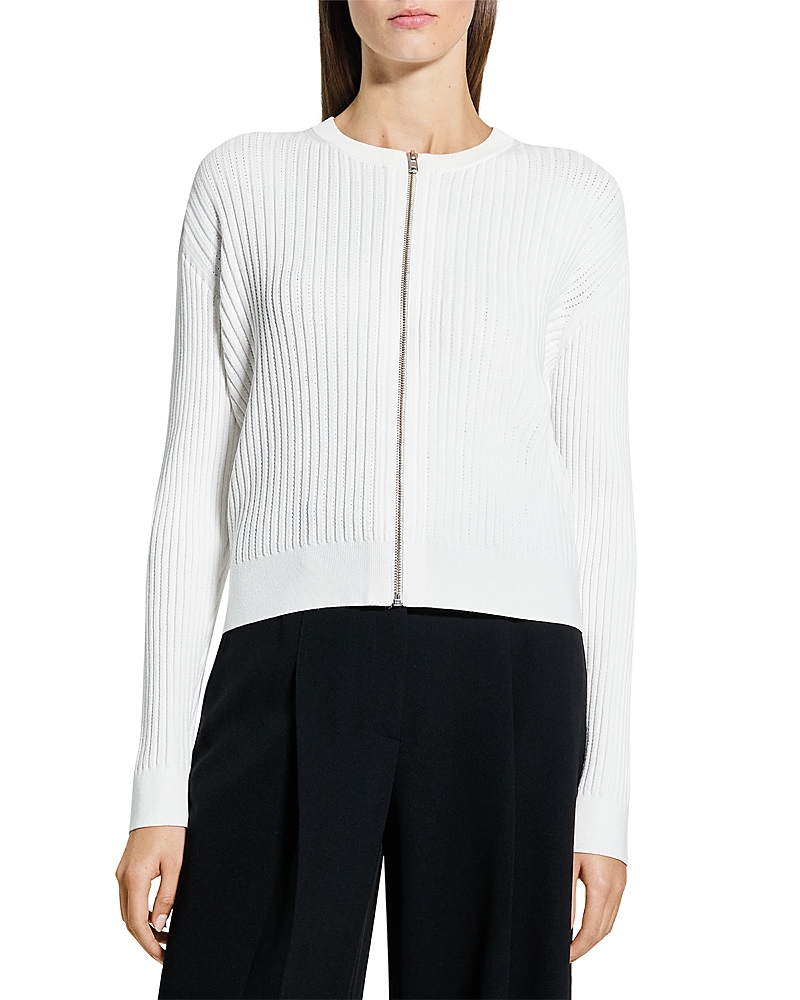 Theory Pointelle Bomber Sweater