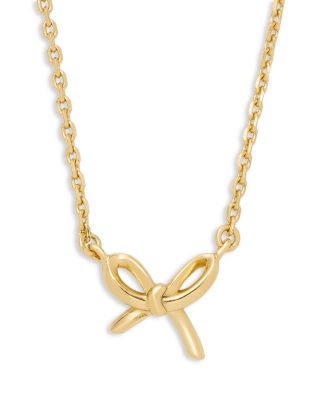Girlie Pearlie Mini Bow Pendant Necklace, 14-16"