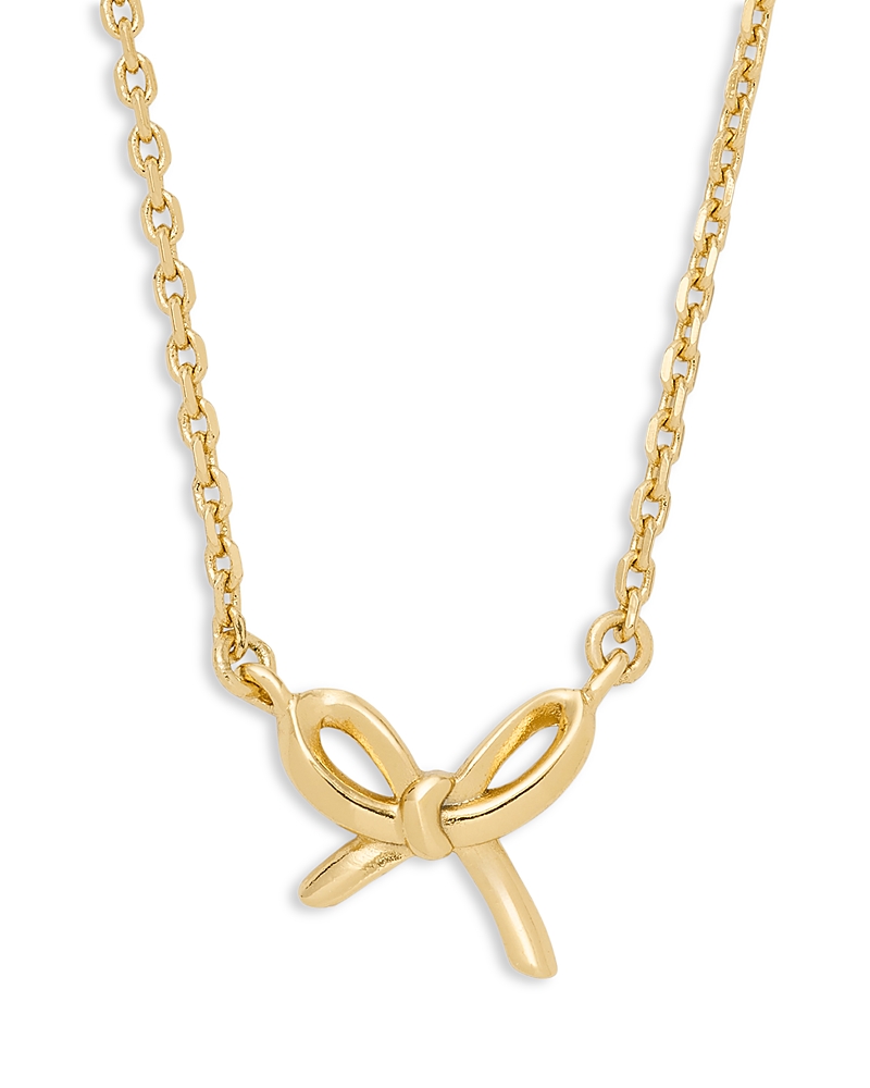 kate spade new york Girlie Pearlie Mini Bow Pendant Necklace, 14
