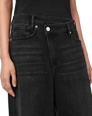 Aki Mid Rise Crossover Jeans in Destroy Black