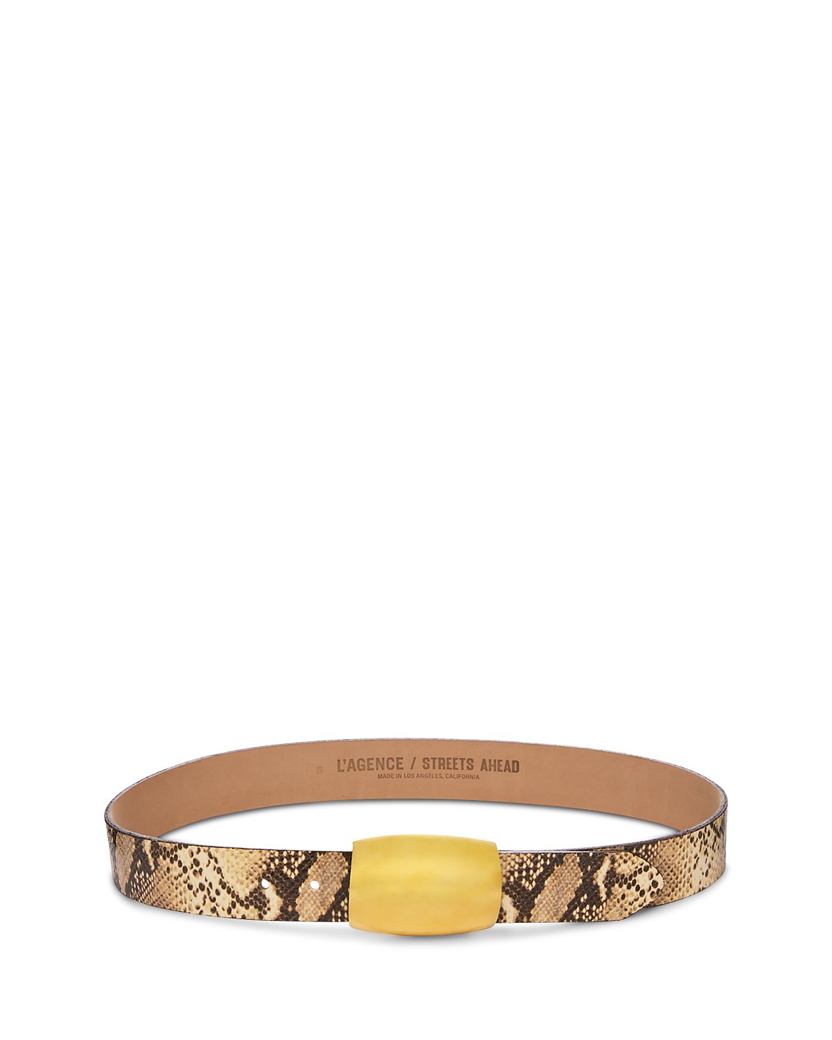 L'Agence Milou Domed Croc Embossed Leather Belt