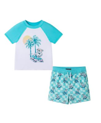 Boys' Short Sleeve Skating Dog Rashguard Set - Little Kid, Big Kid