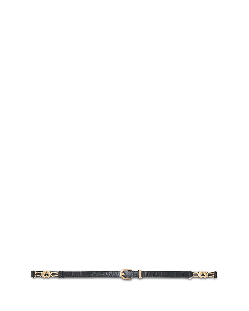 Maje Women's Croc Embossed Leather Belt