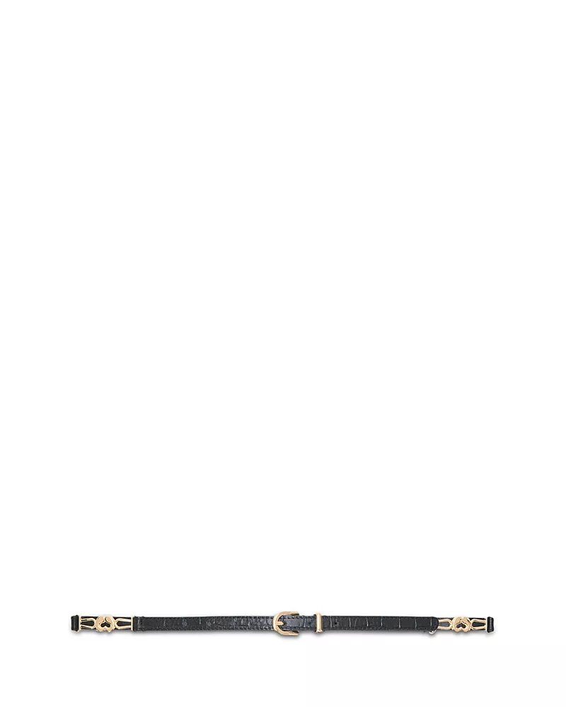 Maje Women's Croc Embossed Leather Belt