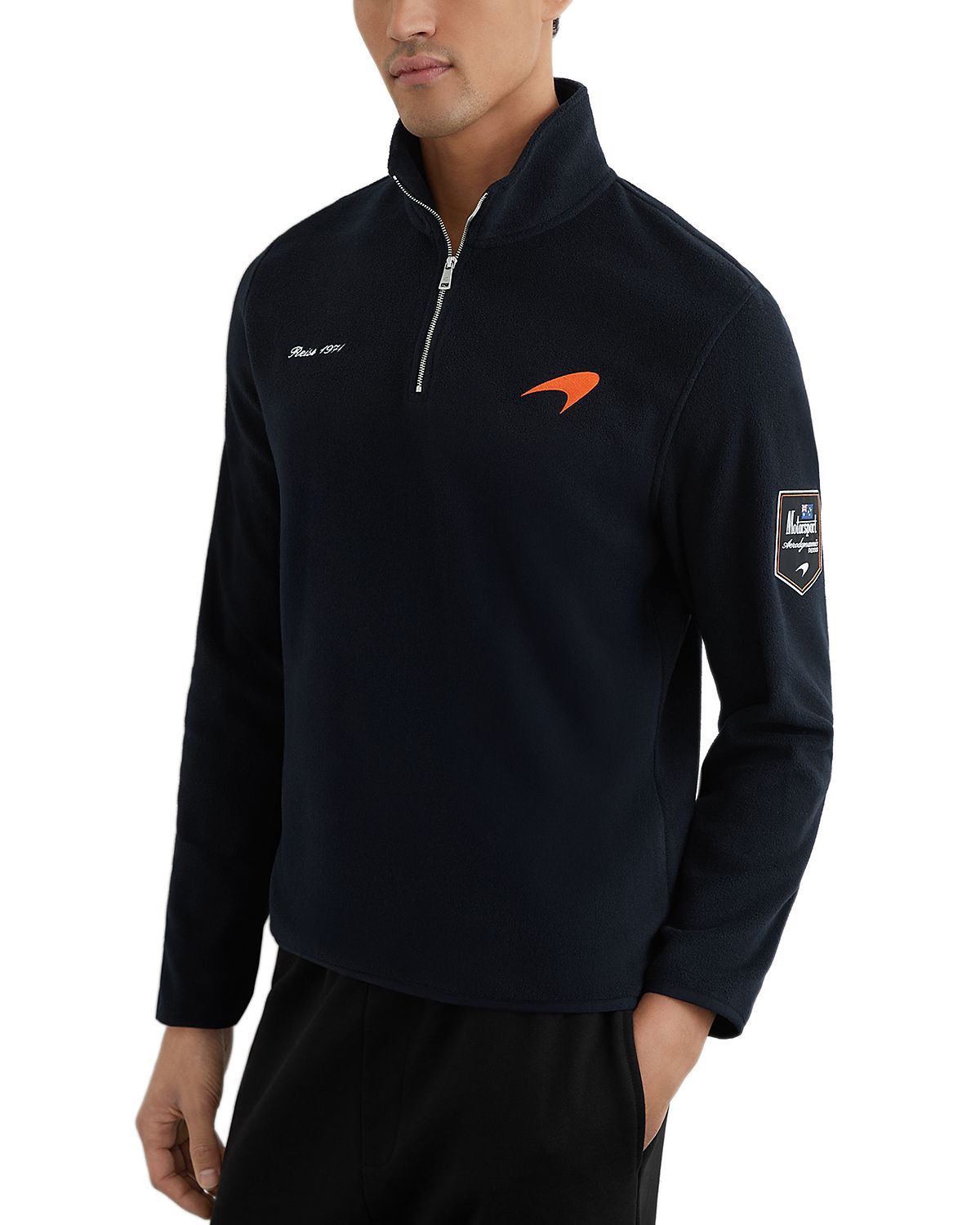 Reiss McLaren Unisex Half Zip Logo Sweatshirt