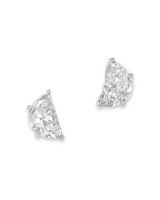 Luxe Collection Certified Lab Grown Diamond Half Moon Solitaire Stud Earrings in 14K White Gold, 2.0 tcw