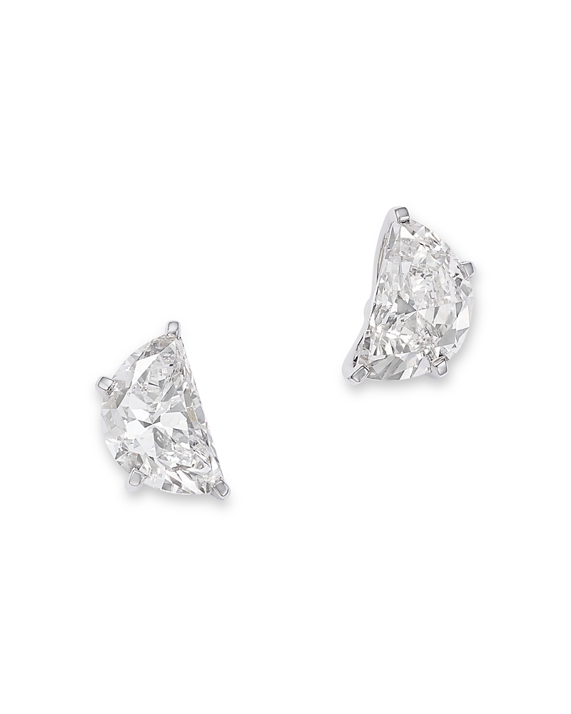 Bloomingdale's Fine Collection Luxe Collection Certified Lab Grown Diamond Half Moon Solitaire Stud Earrings in 14K White Gold, 2.0 tcw