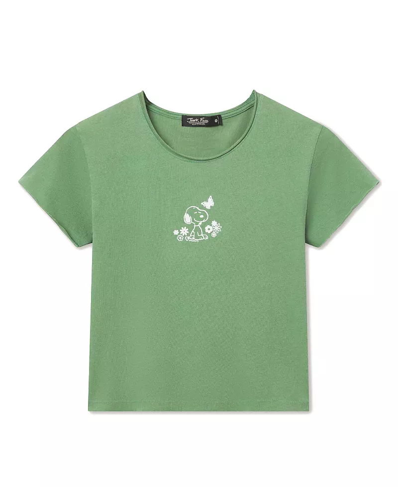 Junk Food Clothing Women's Snoopy Flowers Vintage Baby Tee