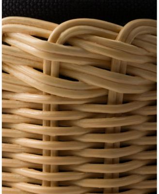 Medium Wicker and Canvas Tote Bag